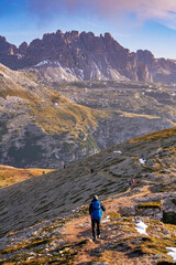Naklejka premium Alpine landscape in the Dolomites on a sunny day