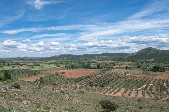 Scenic countryside view of Villanueva de la Fuente, Spain
