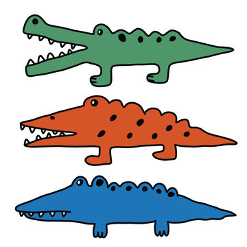 kids drawing crocodile cartoon illustration