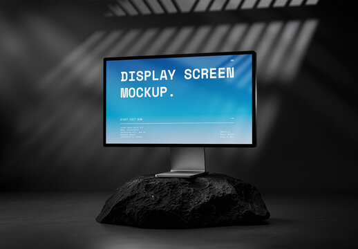 Modern Studio Display On A Rugged Black Rock