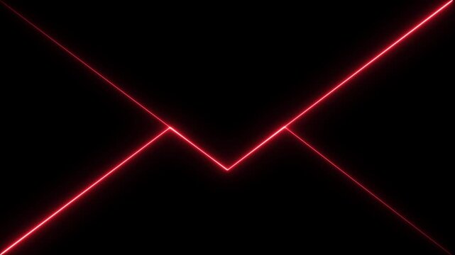 Red Neon Laser Lines Forming aV Shape on Black abstract