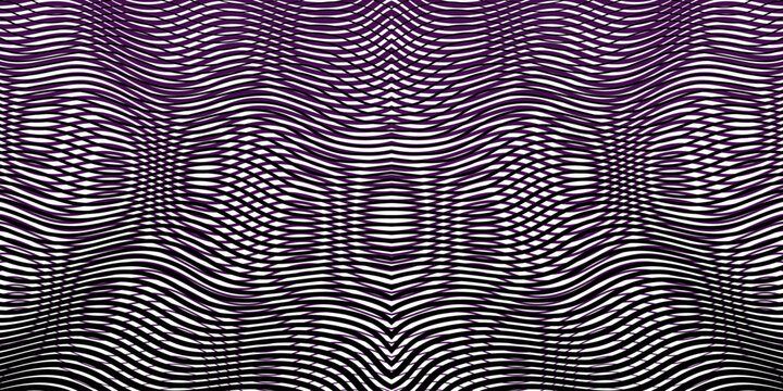 Psychedelic lines background geometric monochrome striped seamless vector texture with optical illusions moire effect. Perfect for mobile apps, wall art, wallpaper, wall panel, textile, poster