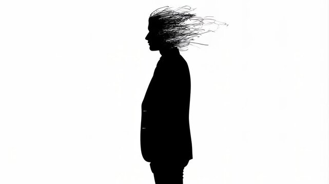 Silhouette evolution: windblown hair movement in profile sequence