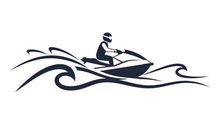 Jet ski rider silhouette on waves, water sport icon, vector illustration © Wo