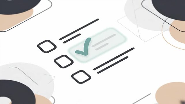 Minimalist Digital Interface Animation for Website Banner and Hero Header. UI UX Design Concept featuring Cursor Clicking Checkboxes with Copy Space and Modern Efficiency Mood.