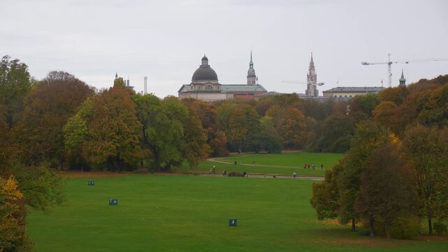 day time munich weather stuttgart city life central park panorama 4k germany