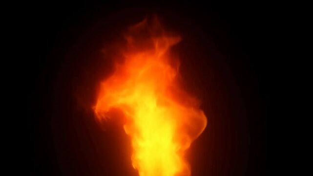 Dynamic fire animation with growth, energy, and transformation in dark background