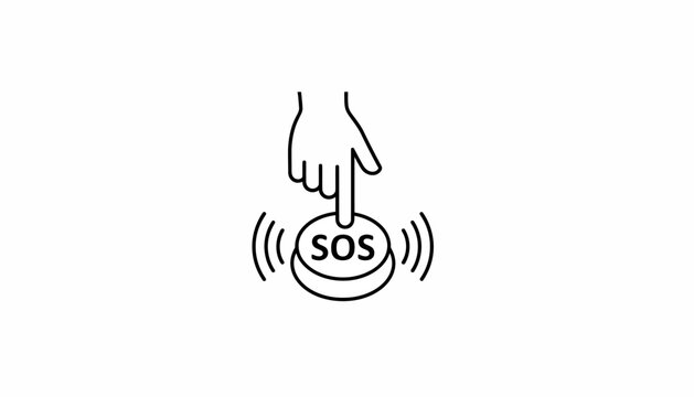 Hand pressing SOS button, emergency help concept, distress signal