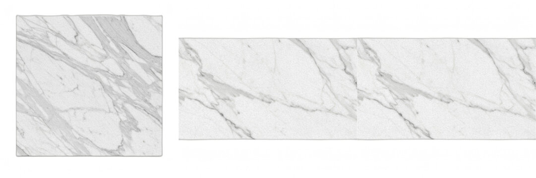 Set of Luxury White Marble Textures Isolated on White Background: High-Resolution Carrara Stone Surfaces, Elegant Veined Patterns for Interior Design, Architecture, Realistic 3D Mockups, and Sophistic