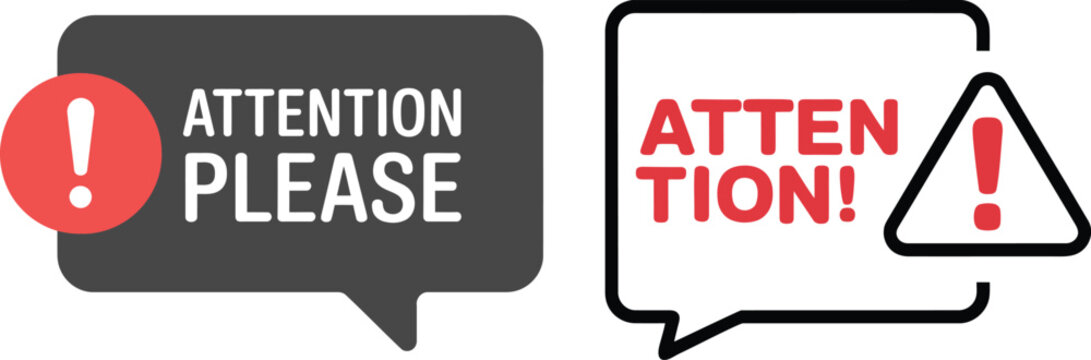 Attention Please Announcement Speech Bubble Notification Label Template