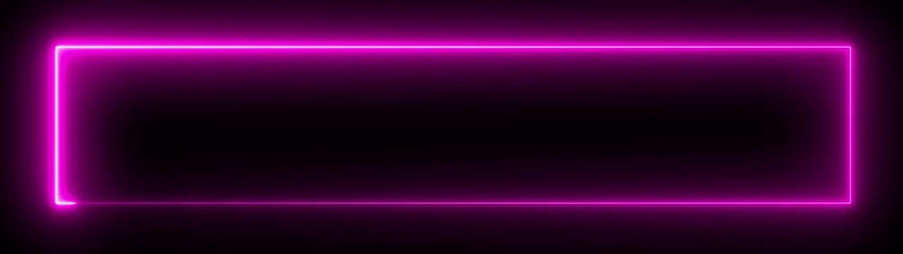Seamless loop animated rectangle picture frame with two tone neon color 4K video motion graphic isolated on transparent background. Empty copy space, Futuristic light effect for overlay element. 4k