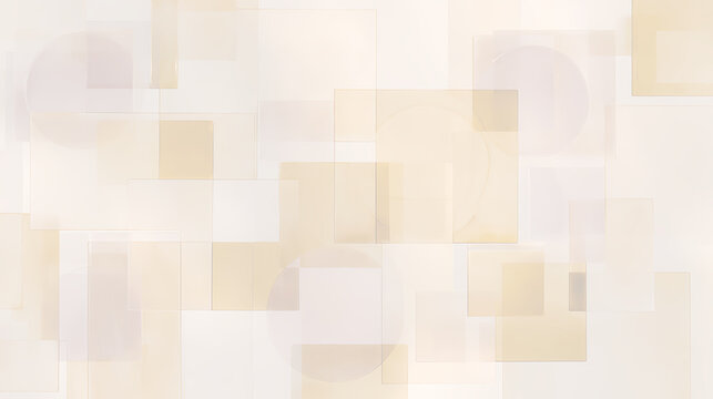 Warm amber and brown frosted glass geometric abstraction with transparent overlapping squares and circles for creative luxury web layouts