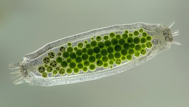 Microscopic View Green Algae Algae Microorganisms