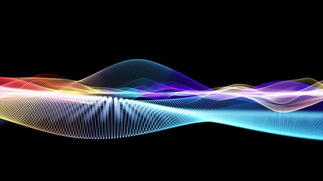 Fantastic video animation with particle wave object in slow motion, 4096x2304 loop 4K