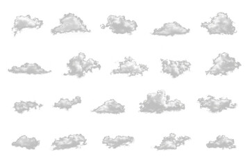 Obraz premium Set white Cloud with Realistic Atmospheric Texture