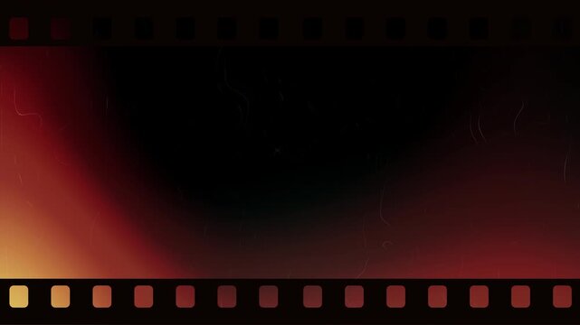 Vintage 35mm film strip background with light leaks scratches and grain effects for retro cinematic video projects and nostalgic motion graphics overlays
