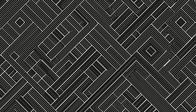 Three dimensional abstract black and white geometric maze pattern design, AI Generated