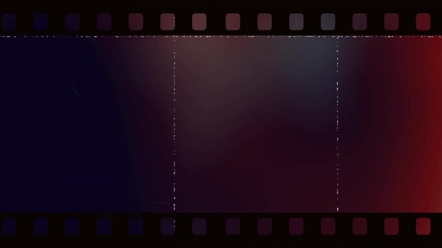 Vintage film strip background with scratches dust and light leaks. Retro cinema aesthetic with flickering frames and grain for overlay effects and nostalgic video projects.
