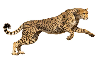 Isolated Cheetah running at full speed, majestic wild animal with spotted fur, powerful predator © Diego