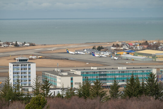 View of the airport if the city of Reykjavik in Iceland