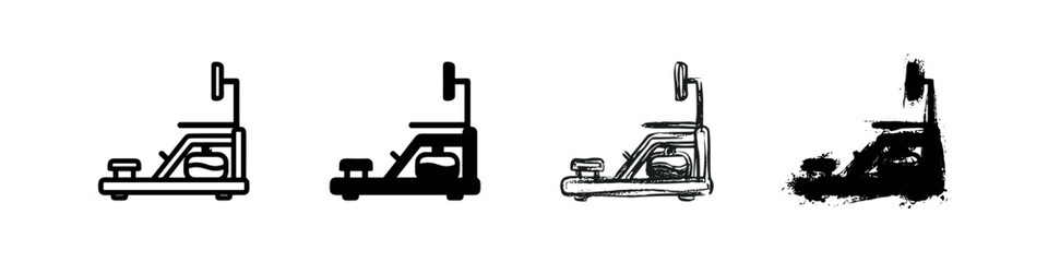 Fototapeta premium Phoropter eye test machine icon set for ophthalmology and vision examination.