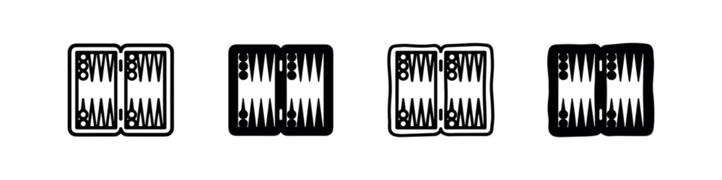 Traditional backgammon board game icon set