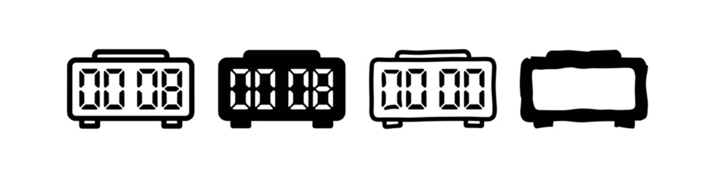 Digital alarm clock with zero display icon set