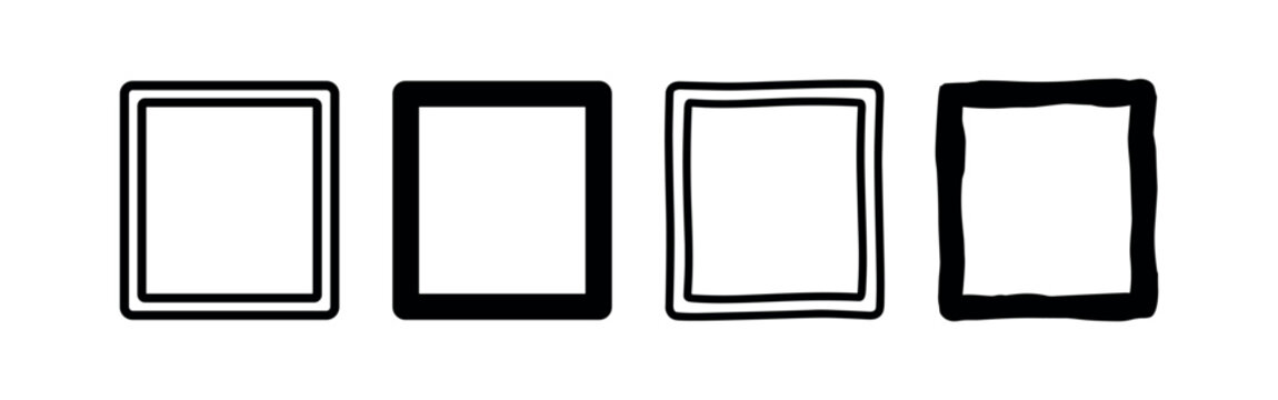 Simple square frame and checkbox icon set