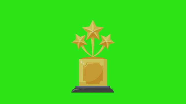 Bright gold star trophy for awards and prizes, perfect for competitions, ceremonies, rewards, certificates, achievements in any design project.