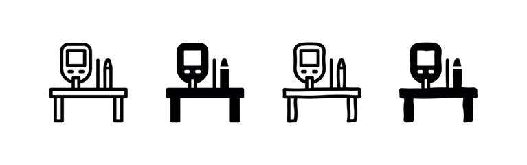 Fototapeta premium Medical Testing Device Icon Set: Line Art and Solid Black Variations