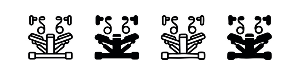 Fototapeta premium Audio equipment icons: Speakers and headphones (outline and filled)