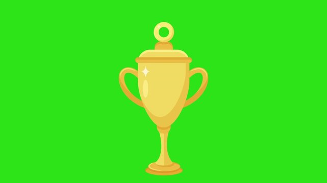 Shiny golden trophy cup on vivid green background digital art ideal for awards, recognition, championship, victory themes in designs.