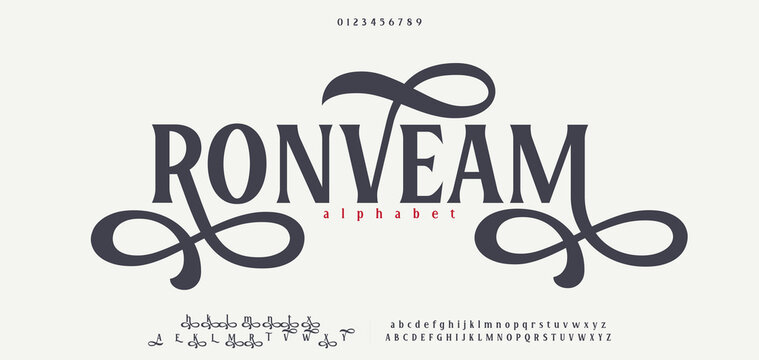 Elegant alphabet letters font and number. Typography luxury classic lettering serif fonts decorative for logo wedding vintage retro concept. vector illustration.