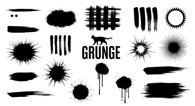 Grunge, black, vector, texture, effects, 25 grunge elements, abstract, background, design, graphics