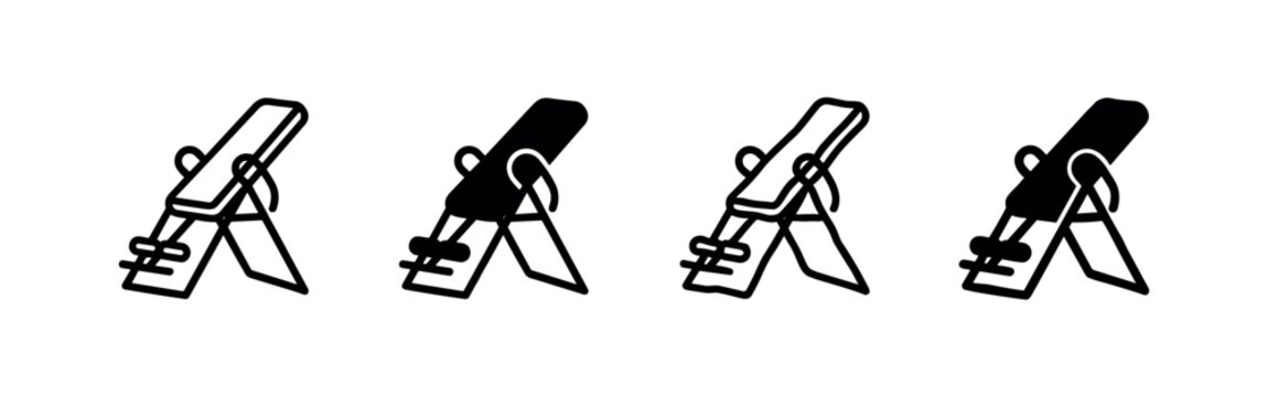 Four icons of an inversion table, doodle style