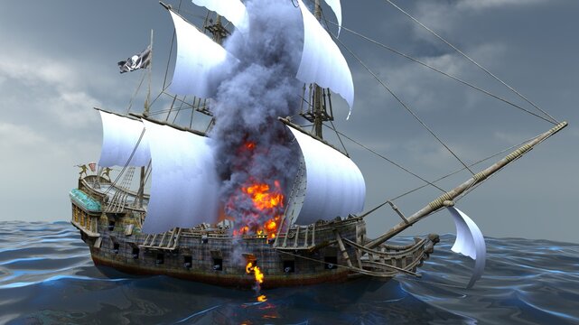 帆船　3DCGレンダリング
