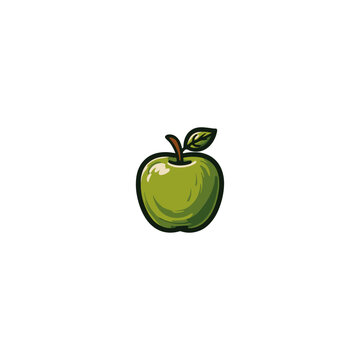 Plain Simple Green Apple logo flat vector icon design