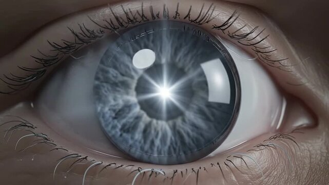 High-Quality 4K CGI Animation of Human Eye Accommodation Process with Detailed Lens Adjustment and Light Refraction