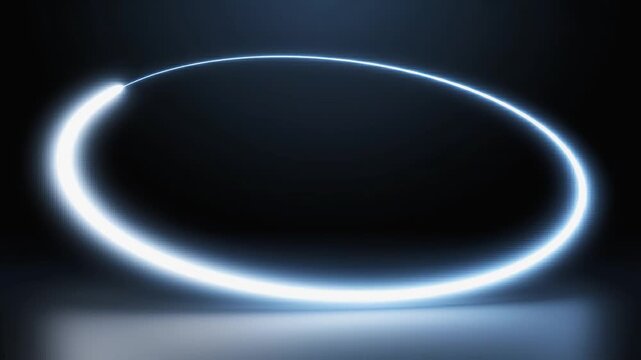 Light trails form continuous circular patterns in a dark environment, showcasing a smooth transition from arcs to complete loops, with a glowing effect enhancing the visual impact