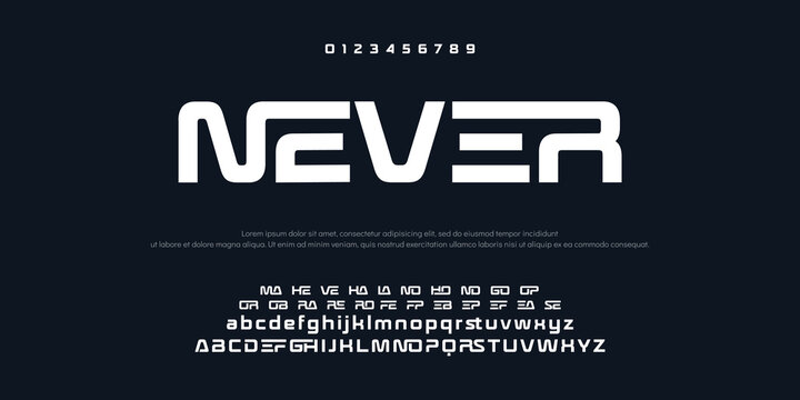 Modern abstract digital alphabet font. Minimal technology typography, Creative urban sport fashion futuristic font and with numbers. vector illustration.