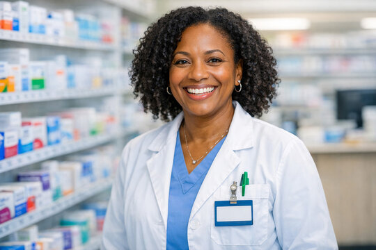 Smiling Female Pharmacist in Her Uniform