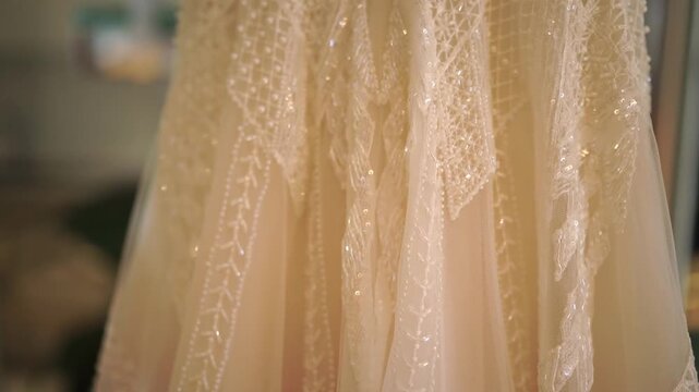 Intricate lace trim featuring geometric designs and subtle glittering details