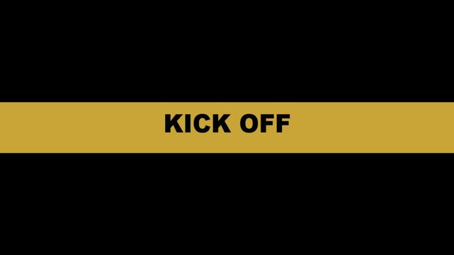 Kick Off Sports Broadcast Graphic on Black Background with Gold Stripe.