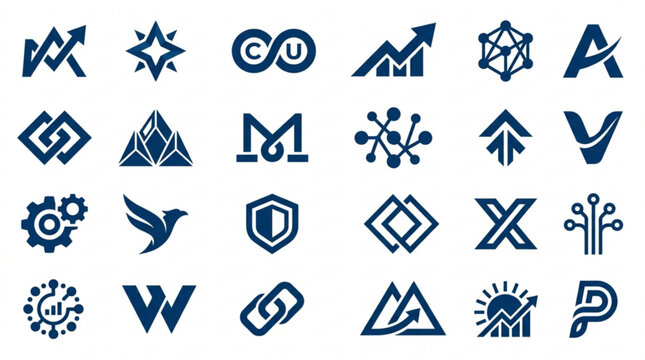 Collection of modern abstract business icons
