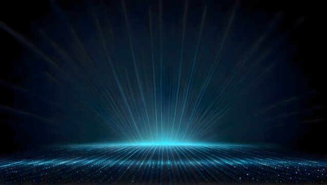 Image of a blue light shines over a black background, abstract tech exposure speed trail neon motion glow, technology futuristic cyber wallpaper banner