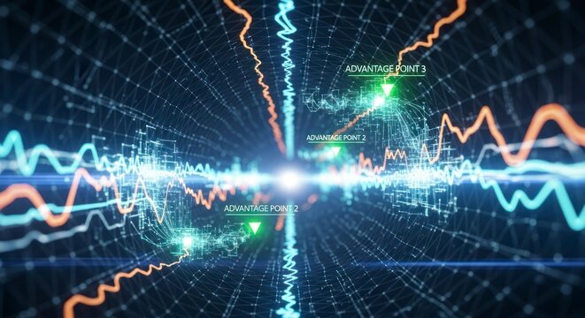 Abstract digital data streams and glowing lines for technology concepts
