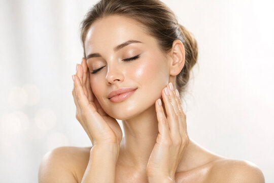 Beautiful woman getting facial massage