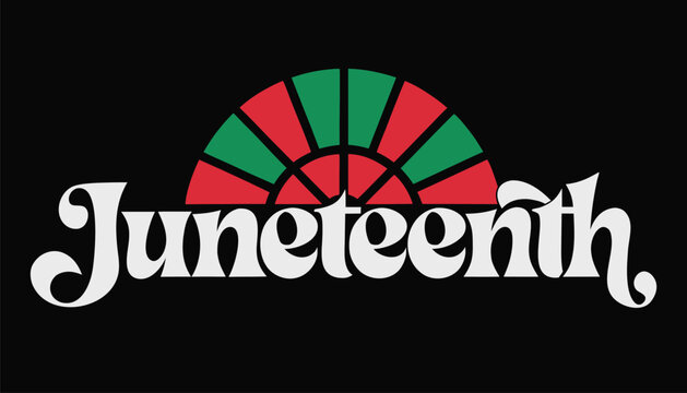 Vibrant Juneteenth logo design with red green and black colors
