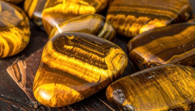 Polished Tiger's Eye Gemstones Showcasing Golden Brown Bands and Lustrous Chatoyancy