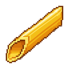 Fototapeta premium Golden brown penne pasta food piece pixel art asset for nostalgic mobile cooking challenge games and creative culinary brand identity graphics